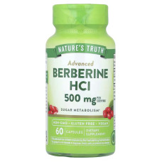 Берберін, Advanced Berberine, Nature's Truth, 500 мг, 60 вегетаріанських капсул (250 мг у капсулі)