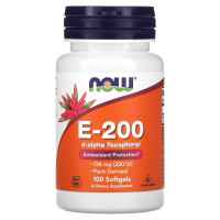Витамин Е, E-200, Now Foods, 134 мг (200 МЕ), 100 гелевых капсул