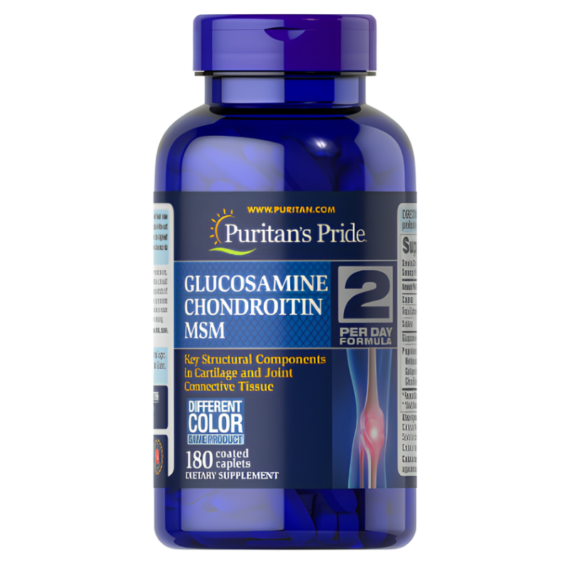 Глюкозамін, хондроїтин та МСМ, Glucosamine, Chondroitin, MSM, Puritan's Pride, щоденна формула, 180 каплет