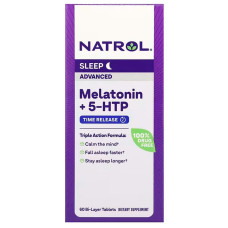 Мелатонин + 5 НТР, Melatonin + 5-HTP, Natrol, улучшенный сон, 60 таблеток