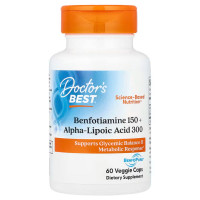 Альфа-ліпоєва кислота + Бенфотіамін, Alpha-Lipoic Acid + Benfotiamin, Doctor's Best, 300/150 мг, 60 вегетаріанських капсул