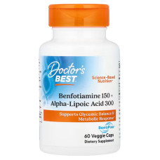 Альфа-ліпоєва кислота + Бенфотіамін, Alpha-Lipoic Acid + Benfotiamin, Doctor's Best, 300/150 мг, 60 вегетаріанських капсул