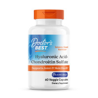 Гіалуронова кислота та хондроїтинсульфат, Hyaluronic Acid + Chondroitin Sulfate with BioCell Collagen, Doctor's Best, з колагеном BioCell, 60 вегетаріанських капсул