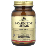 Карнитин (L-Carnitine), Solgar, свободная форма, 500 мг, 60 таблеток