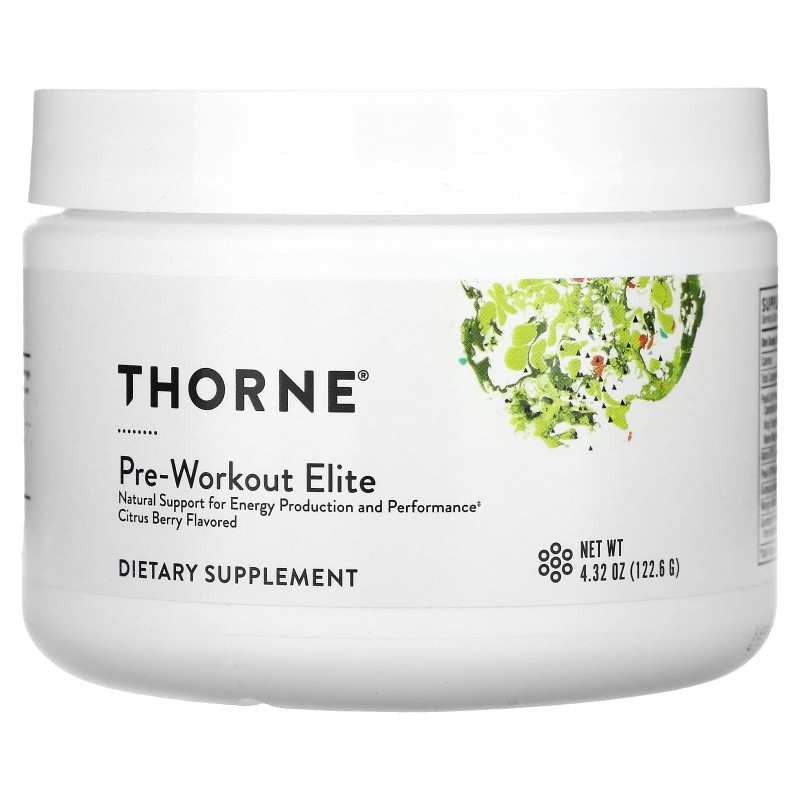 Предтренировочный комплекс, Pre-Workout Elite, Thorne, цитрус и ягоды, 122,6 г