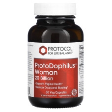 Пробиотики для женщин, ProtoDophilus Woman, Protocol for Life Balance, 20 млрд КОЕ, 50 веганских капсул