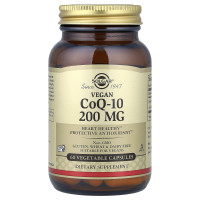 Коэнзим Q10, Vegan CoQ-10, Solgar, 200 мг, 60 вегетарианских капсул