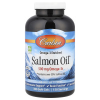 Олія лосося, Salmon Oil, Carlson, норвезька, 500 мг, 300 гелевих капсул