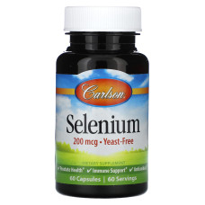 Селен, Selenium, Carlson, 200 мкг, 60 капсул