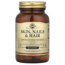 Вітаміни для волосся, шкіри і нігтів, Skin, Nails & Hair, Solgar, покращена формула МСМ, 60 таблеток