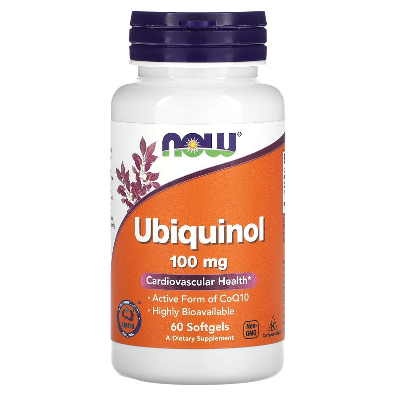 Убіхінол, Ubiquinol, Now Foods, 100 мг, 60 гелевих капсул