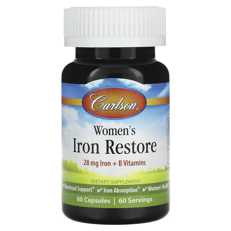 Залізо для жінок, Women's Iron Restore, Carlson, 60 капсул