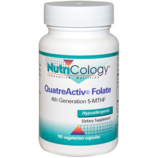 Фолат, 5-MTHF, QuatreActiv Folate, Nutricology, 90 капсул