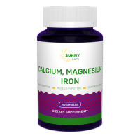 Кальций, магний, железо, Calcium, Magnesium and Iron Powerful, Sunny Caps, 100 капсул