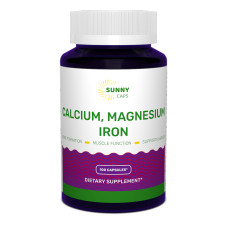 Кальцій, магній, залізо, Calcium, Magnesium and Iron Powerfull, Sunny Caps, 100 капсул