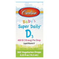 Витамин Д3, Baby's Vitamin D3, Carlson, для детей, 400 МЕ, 10,3 мл