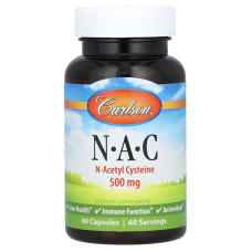 N-ацетилцистеїн, N·A·C, Carlson, 500 мг, 60 капсул