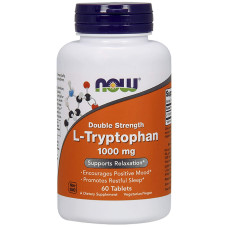 Триптофан (L-Tryptophan), Now Foods, двойная сила, 1000 мг, 60 таблеток