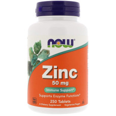 Цинк , Zinc, Now Foods, 50 мг, 250 таблеток
