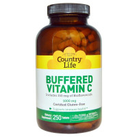 Витамин С, Buffered Vitamin C, Country Life, буферизованный, 1000 мг, 250 таблеток