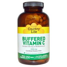 Витамин С, Buffered Vitamin C, Country Life, буферизованный, 1000 мг, 250 таблеток