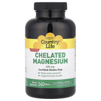 Магній хелат, Chelated Magnesium, Country Life, 250 мг, 240 таблеток