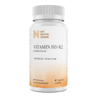 Витамин D3+K2, Vitamin D3+K2, My Nutri Week, 1000 МЕ/50 мкг, 120 капсул