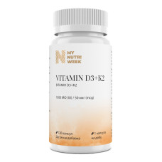 Вітамін D3+K2, Vitamin D3+K2, My Nutri Week, 1000 МО/50 мкг, 120 капсул