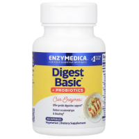 Ферменты и пробиотики, Digest Basic + Probiotics, Enzymedica, 30 капсул