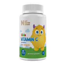 Вітамін С для дітей, Kids Vitamin C, My Nutri Week, смак апельсина, 60 желейних пастилок