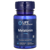 Мелатонін, Melatonin, Life Extension, 3 мг, 60 вегетаріанських капсул