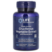Экстракт крестоцветных овощей с ресвератролом, Triple Action Cruciferous Vegetable Extract with Resveratrol, Life Extension, 60 капсул