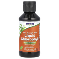 Хлорофилл жидкий, Liquid Chlorophyll, NOW Foods, экстра-сила, вкус мяты, 118 мл
