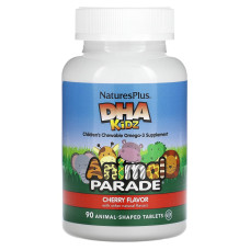 Рыбий жир для детей, DHA for Kids, Nature's Plus, Animal Parade, вишневый вкус, 90 жевательных конфет
