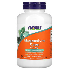 Магний, Magnesium Caps, Now Foods, 400 мг, 180 вегетарианских капсул