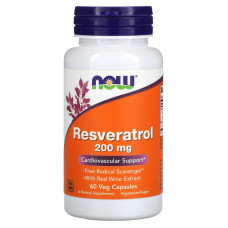 Ресвератрол, Resveratrol, NOW Foods, 200 мг, 60 вегетарианских капсул