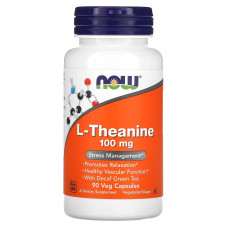 L-теанин, L-Theanine, Now Foods, 100 мг, 90 вегетарианских капсул