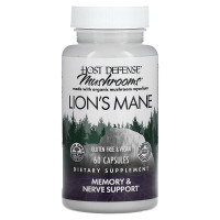 Їжовик гребінчастий, Lion's Mane, Fungi Perfecti, Host Defense, підтримка пам'яті та нервів, 1 г, 60 вегетаріанських капсул