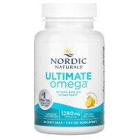 Омега-3 очищенный (лимон), Ultimate Omega, Nordic Naturals, 1280 мг, 60 мягких капсул (640 мг на капсулу)