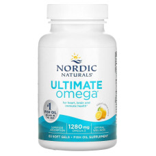Омега-3 очищений (лимон), Ultimate Omega, Nordic Naturals, 1280 мг, 60 м'яких капсул (640 мг на капсулу)