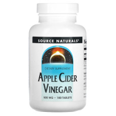 Яблочный cидровый уксус, Apple Cider Vinegar, Source Naturals, 500 мг, 180 таблеток