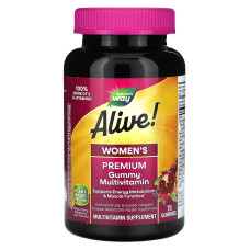 Витамины для женщин, Alive! Women's Premium Gummy Multivitamin, Nature's Way, виноград, вишня, черника и асаи, 75 желейных таблеток