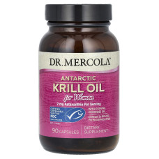 Жир криля для женщин, Krill Oil, Dr. Mercola, антарктический, 90 капсул