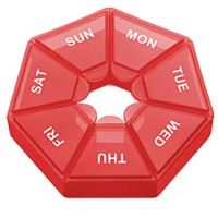 Органайзер для таблеток на 7 днів, 7 Side Pill box, MEMOSAN, червоний