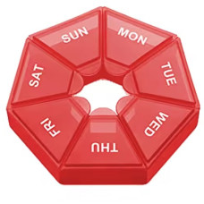 Органайзер для таблеток на 7 дней, 7 Side Pill box, MEMOSAN, красный