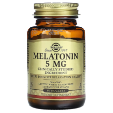 Мелатонин, Melatonin, Solgar, 5 мг, 60 таблеток для разжевывания
