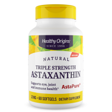 Астаксантин, Astaxanthin, Healthy Origins, 12 мг, 60 гелевых капсул