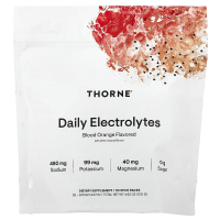 Електроліти, Daily Electrolytes, Thorne, смак червоний апельсин, 30 пакетиків-стиків (4,37 г кожен)