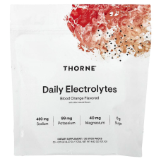 Електроліти, Daily Electrolytes, Thorne, смак червоний апельсин, 30 пакетиків-стиків (4,37 г кожен)