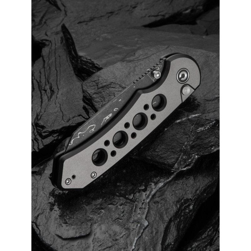 Ніж складаний туристичний Civivi Pragma Prime, (8.9 см) Damascus / Aluminum сірий